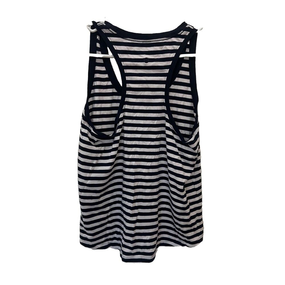 Lululemon Women’s Striped Racerback Love Tank Navy Blue White Pima Cotton 10 - Picture 2 of 6